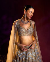 Load image into Gallery viewer, Gold Net Lehenga Set