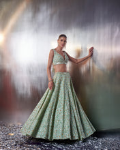Load image into Gallery viewer, Sea Green Organza Lehenga Set