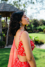 Load image into Gallery viewer, Cherry Red Floral Printed Lehenga Set