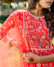 Load image into Gallery viewer, Cherry Red Floral Printed Sharara Set