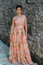 Load image into Gallery viewer, Coral Peach Printed & Pleated Jumpsuit