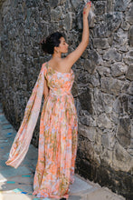 Load image into Gallery viewer, Coral Peach Printed & Pleated Jumpsuit