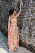 Load image into Gallery viewer, Coral Peach Printed & Pleated Jumpsuit