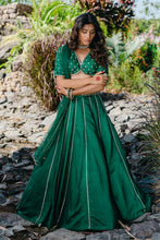 Load image into Gallery viewer, Emerald Green Embroidered Lehenga Set
