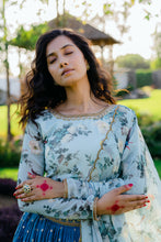 Load image into Gallery viewer, Powder Blue Printed & Embroidered Lehenga Set