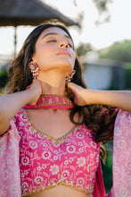 Load image into Gallery viewer, Mauve Printed & Embroidered Lehenga Set