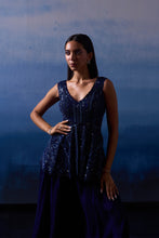 Load image into Gallery viewer, MID NIGHT BLUE ORGANZA SHARARA