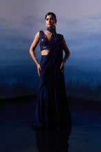 Load image into Gallery viewer, MIDNIGHT BLUE SILK DRAPE SAREE