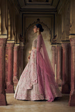 Load image into Gallery viewer, BLUSH PINK VELVET LEHENGA CHOLI WITH NET DUPATTA AND AN OPTIONAL WORKED BELT AND SECOND DUPATTA