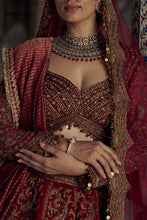 Load image into Gallery viewer, RED RAW SILK LEHENGA CHOLI DUPATTA WITH AN OPTIONAL SECOND DUPATTA