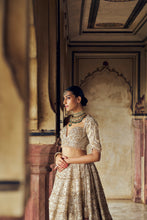 Load image into Gallery viewer, GOLD RAW SILK LEHENGA CHOLI WITH A NET DUPATTA ALONG WITH AN OPTIONAL SECOND DUPATTA AND BELT