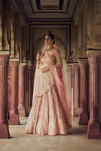 Load image into Gallery viewer, PEACH TULLE LEHENGA CHOLI AND DUPATTA WITH AN OPTIONAL SECOND DUPATTA
