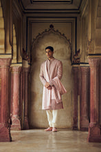 Load image into Gallery viewer, DUSTY ROSE PINK SHERWANI WITH KURTA CHURIDAR WITH OPTIONAL STOLE, BELT AND WORKED JUTI
