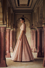 Load image into Gallery viewer, PEACH TAFETTA SILK LEHENGA CHOLI SET WITH A TULLE DUPATTA