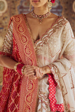 Load image into Gallery viewer, IVORY ORGANZA LEHENGA CHOLI DUPATTA SET WITH AN OPTIONAL SECOND RED BANDHEJ DUPATTA