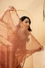 Load image into Gallery viewer, Self on self work on sequin, cutdana, beads and anchor thread all over blouse and pallu.