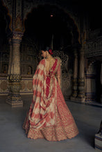Load image into Gallery viewer, RED RAW SILK LEHENGA CHOLI WITH A NET DUPATTA AND AN OPTIONAL SECOND DUPATTA AND BELT WHICH CAN BE ORDERED SEPARATELY