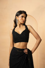 Load image into Gallery viewer, Self on self work on sequin, cutdana, beads and anchor thread all over blouse and pallu.