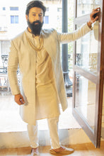 Load image into Gallery viewer, Grey jacket style sherwani set