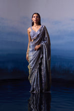 Load image into Gallery viewer, METALLIC GREY TISSUE SAREE