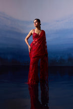 Load image into Gallery viewer, RUBY RED NET SAREE