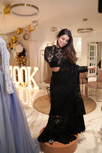 Load image into Gallery viewer, Black Embroidred Saree