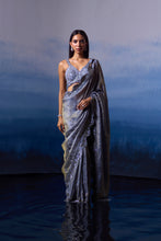 Load image into Gallery viewer, METALLIC GREY TISSUE SAREE