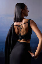 Load image into Gallery viewer, BLACK SATIN SAREE