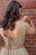 Load image into Gallery viewer, Beige Mukaish and Mirror Work Lehenga Set