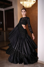 Load image into Gallery viewer, Black Lehenga Saree
