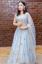 Load image into Gallery viewer, Powder Blue Bridal Embroidered Lehenga Set