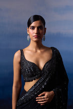 Load image into Gallery viewer, MIDNIGHT BLUE SATIN SAREE