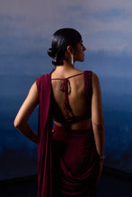 Load image into Gallery viewer, Burgundy Drape Saree