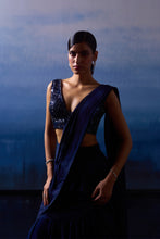 Load image into Gallery viewer, MIDNIGHT BLUE SILK DRAPE SAREE
