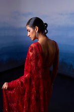 Load image into Gallery viewer, RUBY RED NET SAREE
