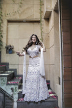 Load image into Gallery viewer, Mera White & Lavender Embroidered Lehenga