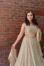 Load image into Gallery viewer, Beige Mukaish and Mirror Work Lehenga Set