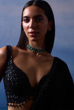 Load image into Gallery viewer, BLACK SATIN SAREE