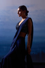 Load image into Gallery viewer, MIDNIGHT BLUE SILK DRAPE SAREE