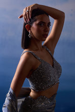 Load image into Gallery viewer, METALLIC GREY TISSUE SAREE
