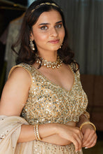 Load image into Gallery viewer, Beige Mukaish and Mirror Work Lehenga Set