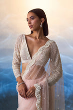 Load image into Gallery viewer, LIGHT PEACH NET SAREE