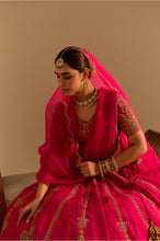 Load image into Gallery viewer, Naazila - Dabka Zardozi Embroidered Raw Silk Hotpink Lehenga Set