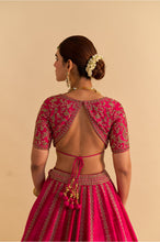 Load image into Gallery viewer, Naazila - Dabka Zardozi Embroidered Raw Silk Hotpink Lehenga Set