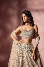 Load image into Gallery viewer, ROSE PINK OMBREY MIRROR WORK LEHENGA SET