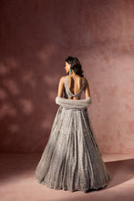 Load image into Gallery viewer, SILVER GREY NET LEHENGA SET