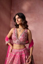 Load image into Gallery viewer, FUCHSIA PINK TAFFETA LEHENGA SET