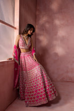Load image into Gallery viewer, FUCHSIA PINK TAFFETA LEHENGA SET