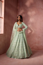Load image into Gallery viewer, SEA GREEN NET LEHENGA SET