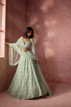 Load image into Gallery viewer, SEA GREEN NET LEHENGA SET